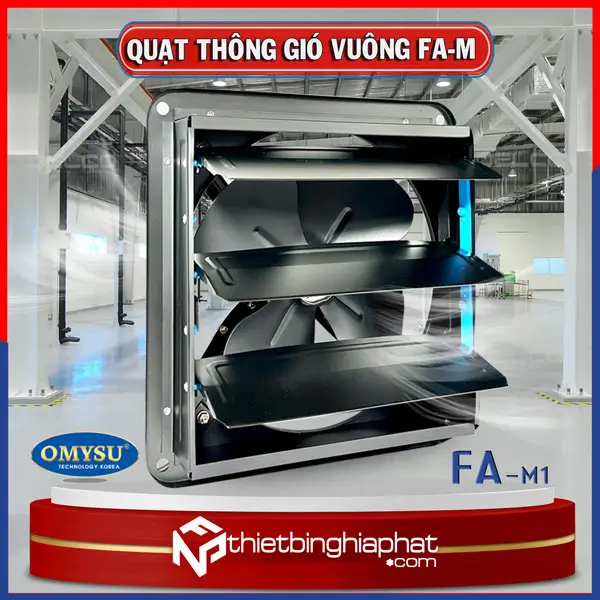 Quạt thông gió vuông Omysu FA-35M1 13 Quạt thông gió vuông đen OMYSU FA-M có chớp