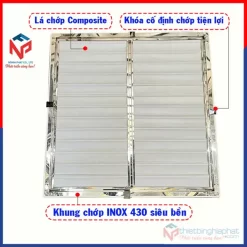 Quạt thông gió composite loa 3 cánh nhôm đúc BMF-1460 20 Khung chớp INOX 430 siêu bền
