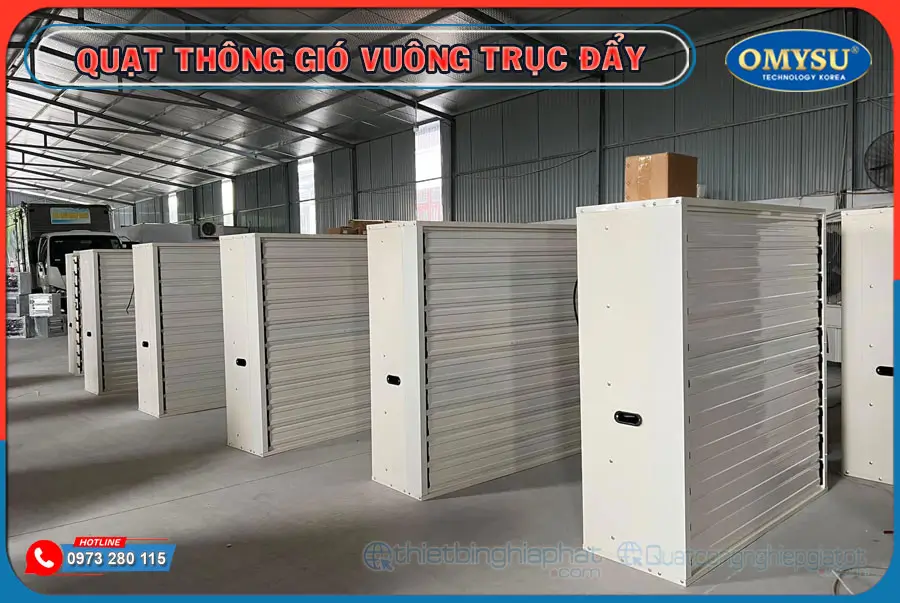 Quạt thông gió vuông trục đẩy 1380x1380 BMF-1380 25 SX và Phân phối Quạt thông gió trục đẩy OMYSU 1380x1380 sơn tĩnh điện