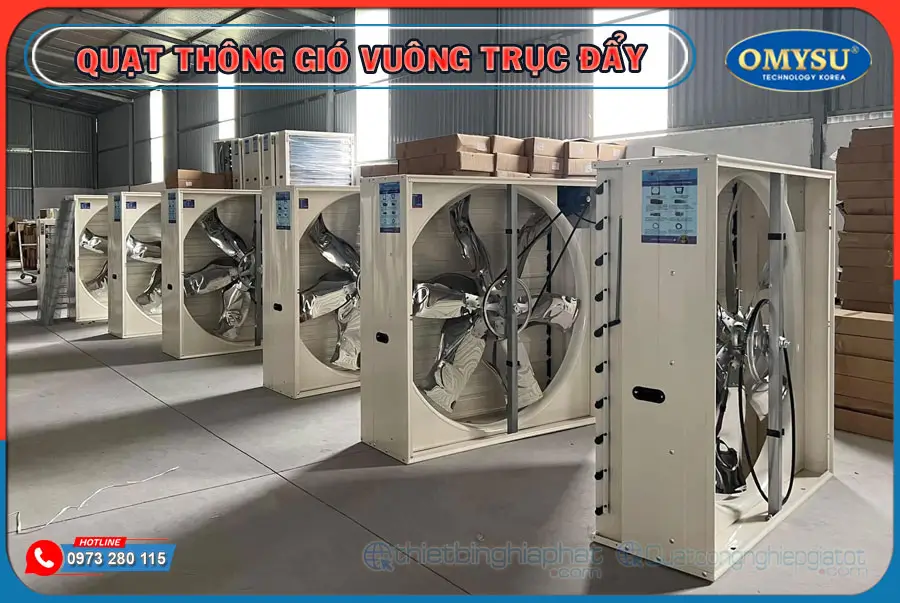 Quạt thông gió vuông trục đẩy 1380x1380 BMF-1380 26 SX và Phân phối Quạt thông gió trục đẩy OMYSU 1380x1380 sơn tĩnh điện