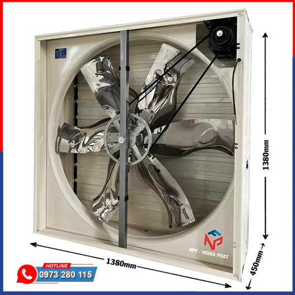 Quạt thông gió vuông trục đẩy 1380x1380 BMF-1380 23 Kích thước quạt thông gió vuông trục đẩy 1380x1380x450mm