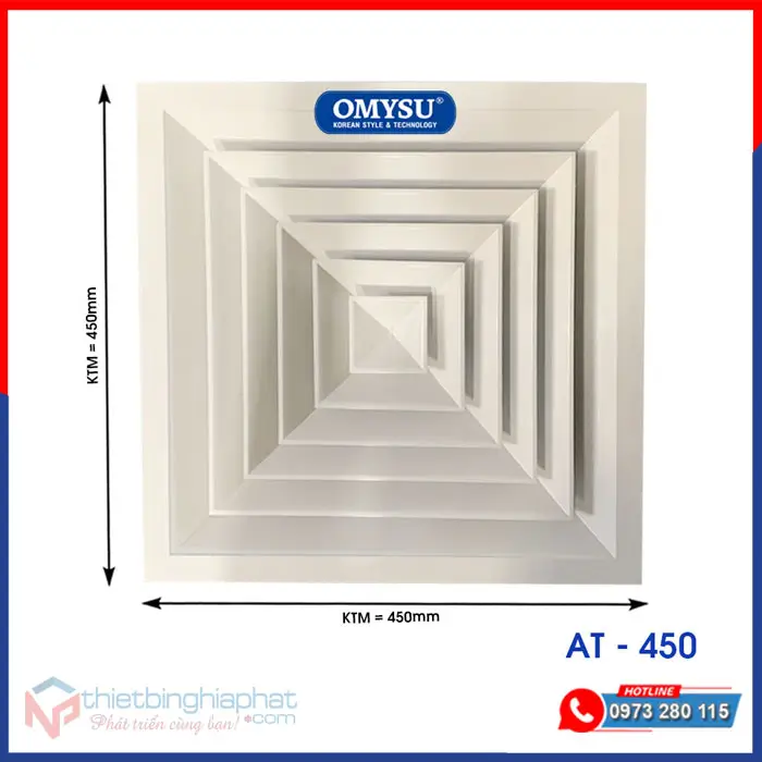 Quạt hút âm trần công nghiệp không ống AT-450 12 Quạt hút âm trần AT-450 450x450mm
