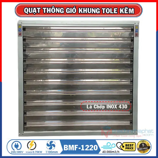 Quạt thông gió vuông tole kẽm 1220x1220 BMF-1220 14 Quạt thông gió vuông 1220x1220 BMF-1220 chớp INOX