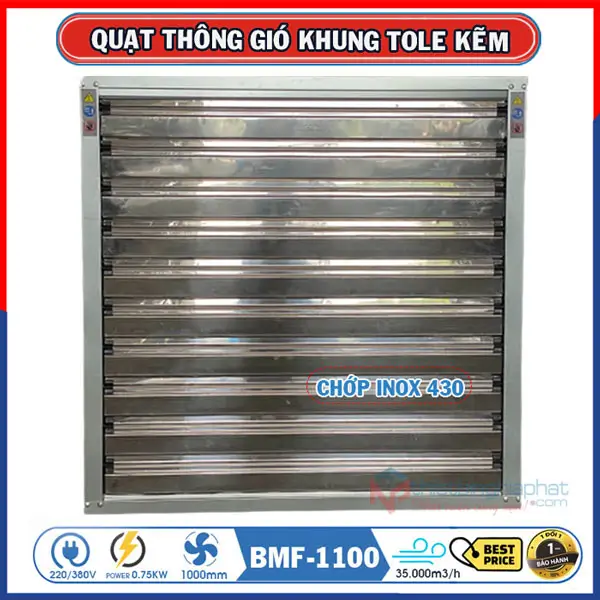 Quạt thông gió vuông tole kẽm 1100x1100 BMF-1100 17 Quạt thông gió vuông tole kẽm 1100x1100 BMF-1100 chớp INOX 430