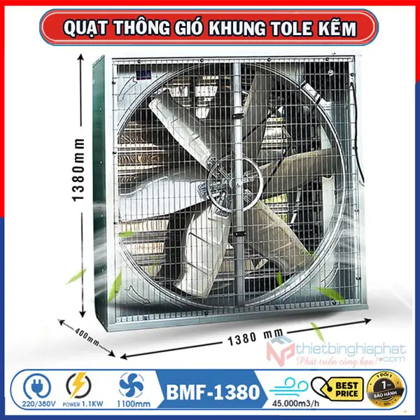 Quạt thông gió vuông tole kẽm 1380x1380 BMF-1380 17 Quạt thông gió vuông tole kẽm 1380x1380 BMF-1380 lưu lượng gió 45.000 m3/h