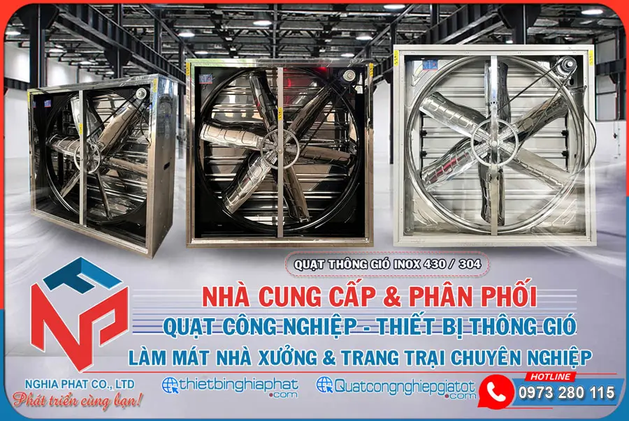 Quạt thông gió vuông INOX 304 BMF-900 900x900mm 25 Nghĩa Phát phân phối Quạt thông gió vuông INOX 430/304 giá tốt