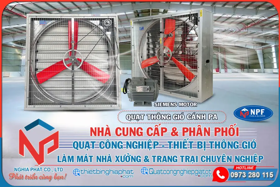 Quạt thông gió vuông BMF-1380PA cánh PA 21 Nghĩa Phát - Đơn vị SX phân phối Quạt thông gió công nghiệp cánh PA - Động cơ SIEMENS giá tốt