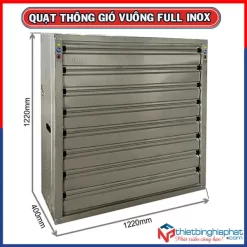 Quạt thông gió vuông INOX 304 toàn phần BMF-1220