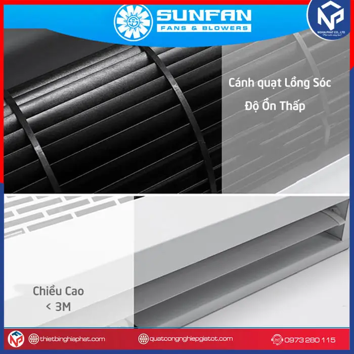 Quạt cắt gió Sunfan FM1212A-K/Y 1.2m 22 Quạt cắt gió Sunfan độ ồn thấp