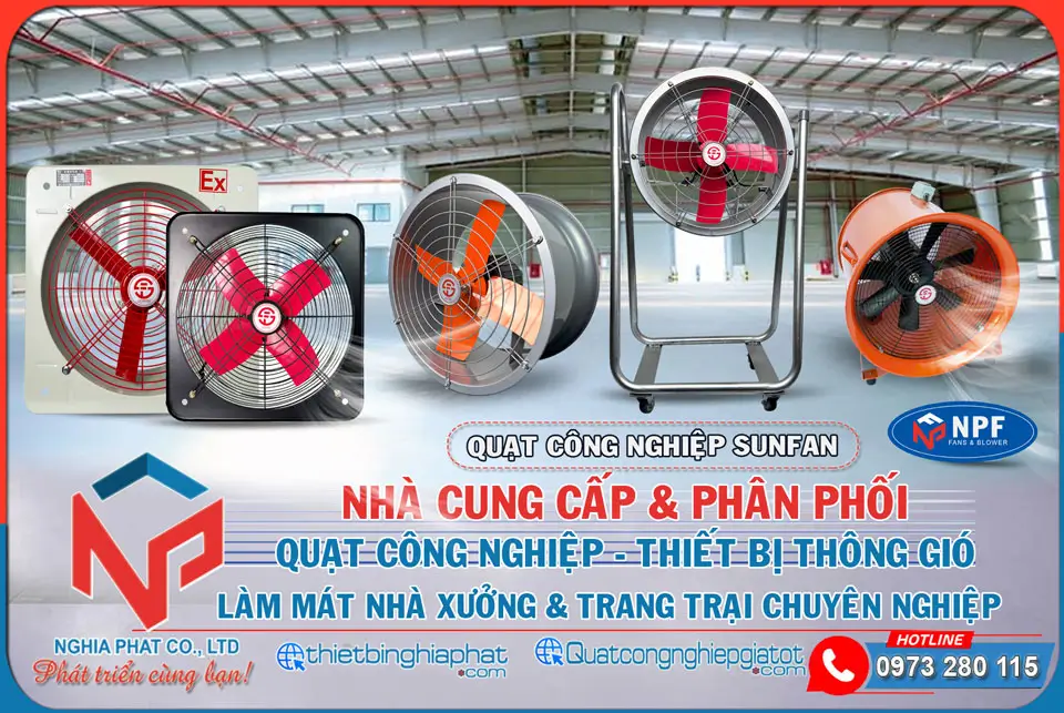 Quạt thông gió tròn Sunfan SF-3B 7 Nghĩa Phát - Phân phối Quạt công nghiệp Sunfan chính hãng giá tốt