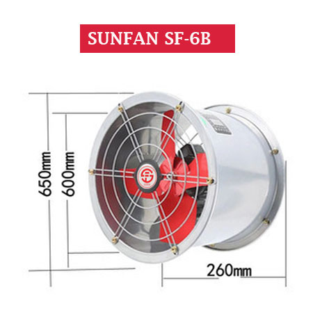 Quạt thông gió tròn Sunfan SF-6B 9 Quạt thông gió tròn Sunfan SF-6b D600mm