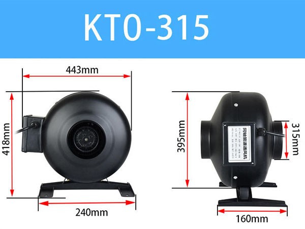 Quạt hút nối ống phi 315 22 Thông số Quạt hút nối ống Sunfan KTO-315