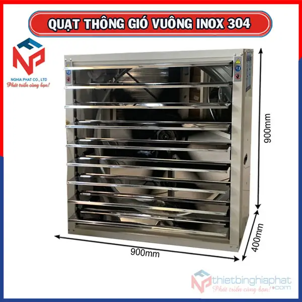Quạt thông gió vuông INOX 304 BMF-900 900x900mm 18 Quạt thông gió vuông INOX 304 900x900x400mm