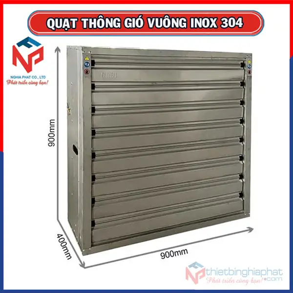 Quạt thông gió vuông INOX 304 BMF-900 900x900mm 22 Quạt thông gió vuông INOX 304 900x900x400mm