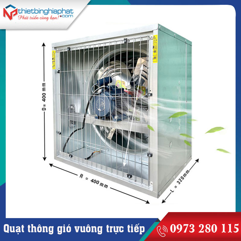 Quạt thông gió vuông 400x400mm 12 Quạt thông gió vuông 400x400x320mm