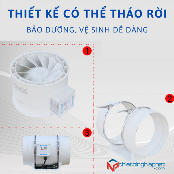 Quạt hút mùi nối ống Phi 200 17 Cấu tạo Quạt hút nối ống Pho 200