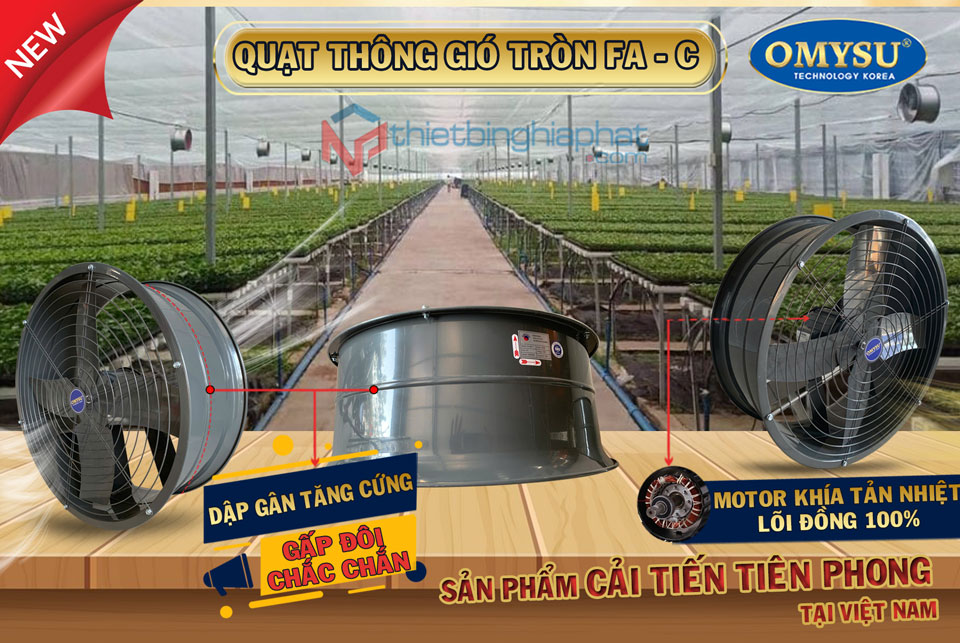 Quạt thông gió tròn OMYSU FA-40C1 18 Quạt thông gió tròn OMYSU lắp thông gió nhà kính