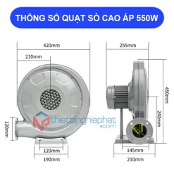 Thông số kỹ thuật Quạt thổi con sò cao áp 550W