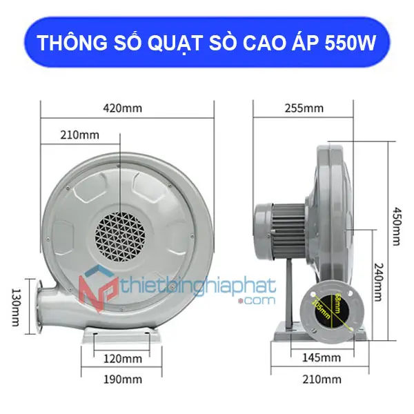 Quạt thổi con sò cao áp 550W 15 Thông số kỹ thuật Quạt thổi con sò cao áp 550W