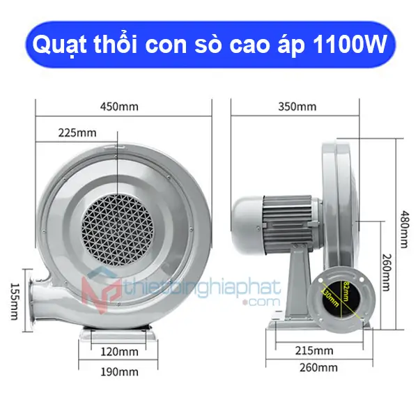 Quạt thổi khí con sò TZY-96110 1.1Kw 16 Thông số Quạt thổi con sò cao áp 1.1kw - 1100W