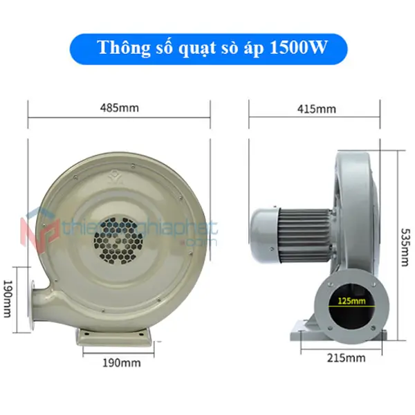 Quạt thổi khí con sò TZY-8020 1500W 16 Thông số Quạt sò cao áp 1500W 220V