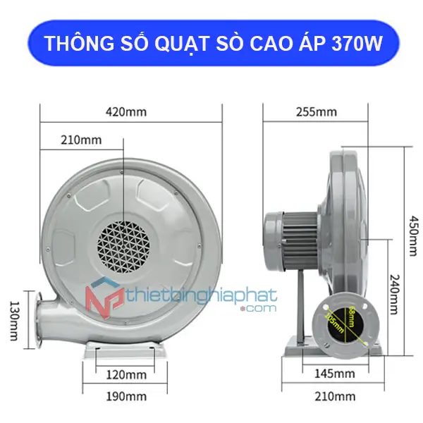 Quạt thổi khí con sò TZY-6337 370W 16 Thông số kỹ thuật Quạt thổi con sò cao áp 370W