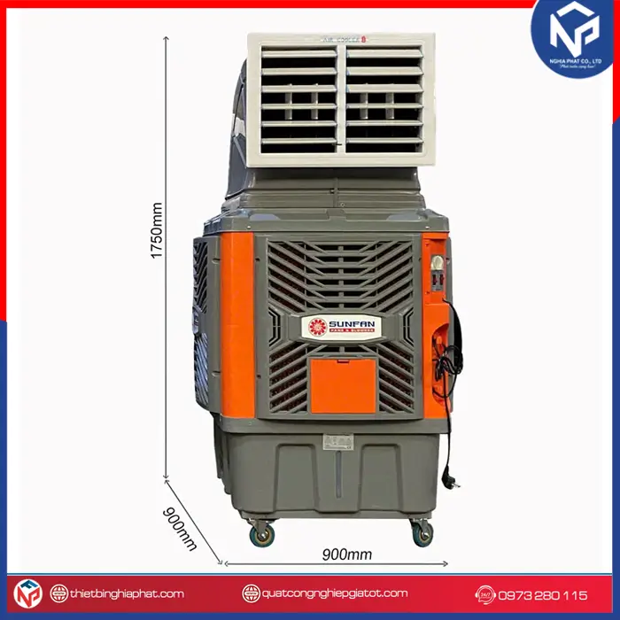 Máy làm mát công nghiệp Sunfan SF18Y 18.000m3/h 1.1KW 18 Máy làm mát công nghiệp Sunfan SF18Y 18.000 m3/h 1.1KW KT 750x900x900mm