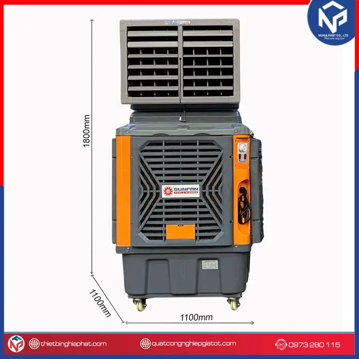Máy làm mát công nghiệp Sunfan SF22Y 25000m3/h 1.5KW 18 Máy làm mát công nghiệp Sunfan SF22Y 1.5KW 1800x1100x1100mm