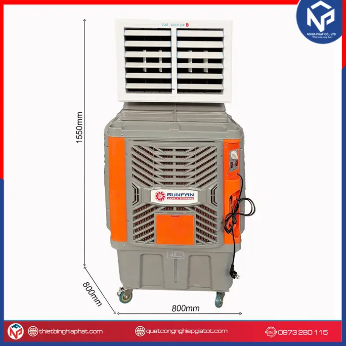 Máy làm mát công nghiệp Sunfan SF12Y 12.000m3/h 750W 18 Máy làm mát công nghiệp Sunfan SF12Y 12.000 m3/h 750W 1550x800x800mm