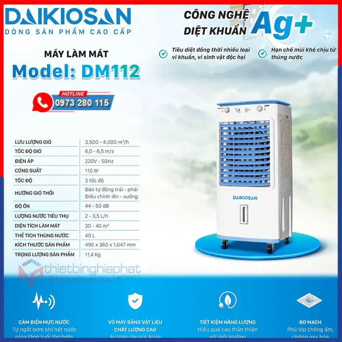 Máy làm mát Daikiosan DM-112 17 Máy làm mát Daikiosan DM112 110W