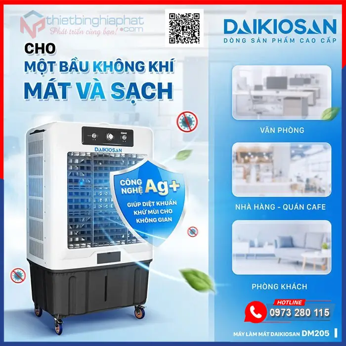 Máy làm mát không khí Daikiosan DM205 16 Máy làm mát không khí Daikiosan DM205 công nghệ Ag+ làm mát sâu