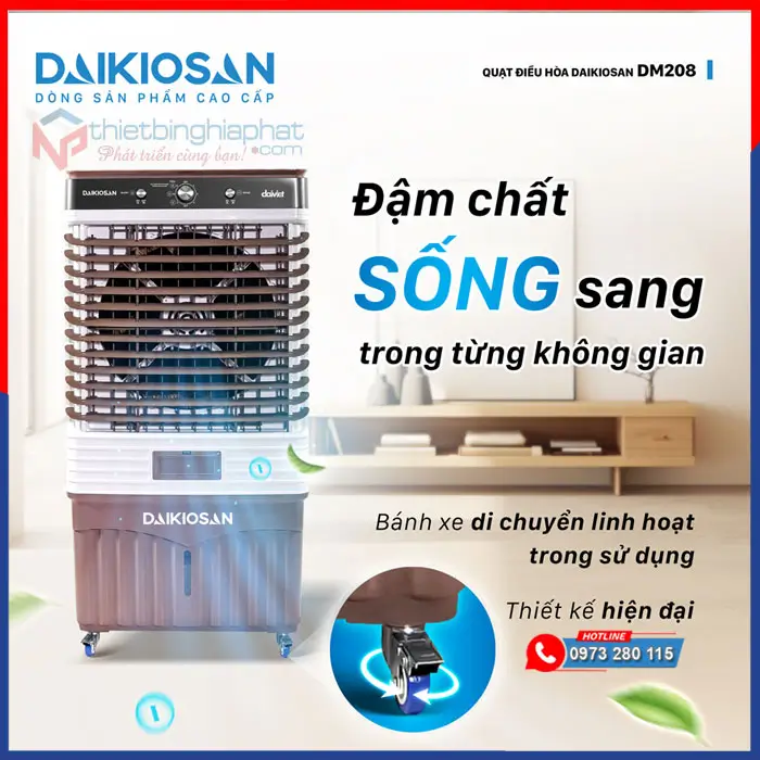 Máy làm mát Daikiosan DM208 20 Máy làm mát Daikiosan DM208 nhỏ gọn, thẫm mỹ