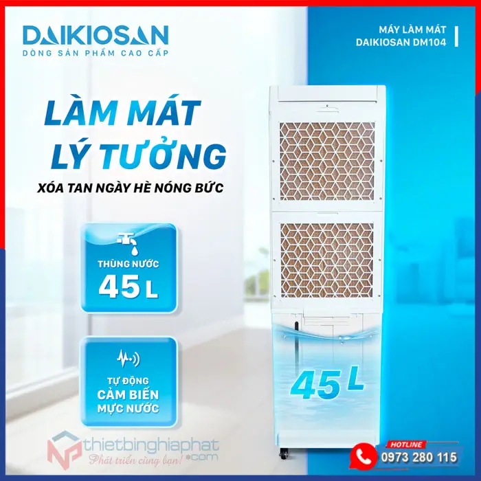 Máy làm mát Daikiosan DM104 23 Máy làm mát Daikiosan DM104 bình chứa nước 45L