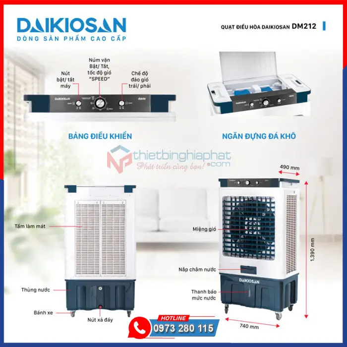 Máy làm mát Daikiosan DM212 235W 18 Máy làm mát Daikiosan DM212 thiết kế hiện đại
