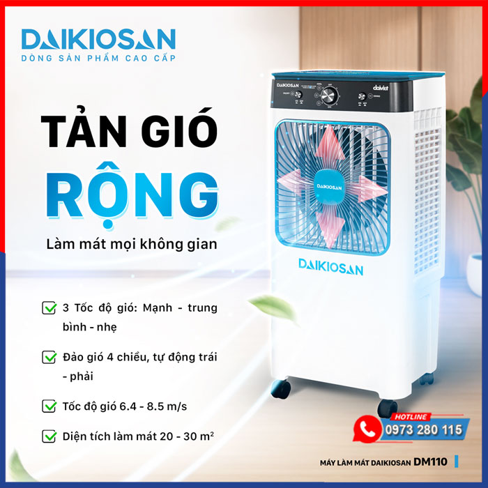 Máy làm mát Daikiosan DM110 18 Máy làm mát Daikiosan DM110 tản gió rộng