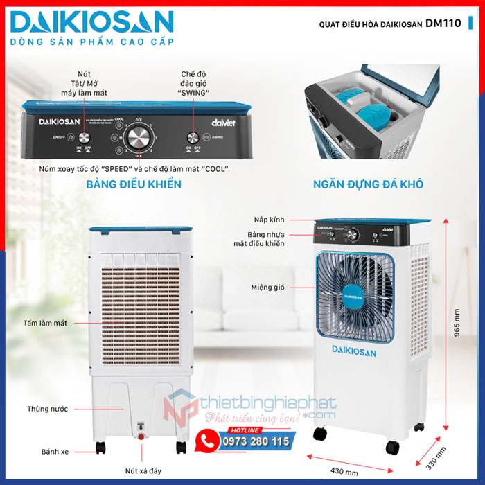 Máy làm mát Daikiosan DM110 16 Máy làm mát Daikiosan DM110 chi tiết