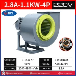 Quạt ly tâm hút khói bếp CF 2.8A-1.1Kw 14 Quạt ly tâm CF 2.8A-1.1Kw điện áp 220V