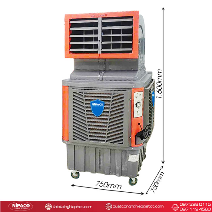 Máy làm mát công nghiệp di động Nipaco 750W 110L 24 Kích thước Máy làm mát công nghiệp di động Nipaco 750W 110L
