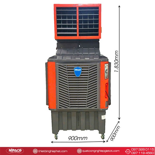 Máy làm mát công nghiệp di động Nipaco 1.1KW 130L 24 Kích thước Máy làm mát công nghiệp di động Nipaco 1.1KW 130L