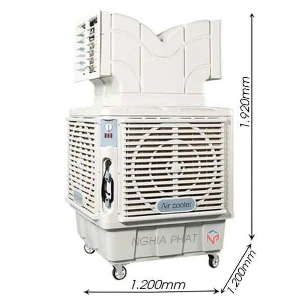 Máy làm mát công nghiệp di động 18000 (2 đầu thổi) 10 Máy làm mát công nghiệp di động 18000 (2 đầu thổi) KT 1920x1200x1200mm