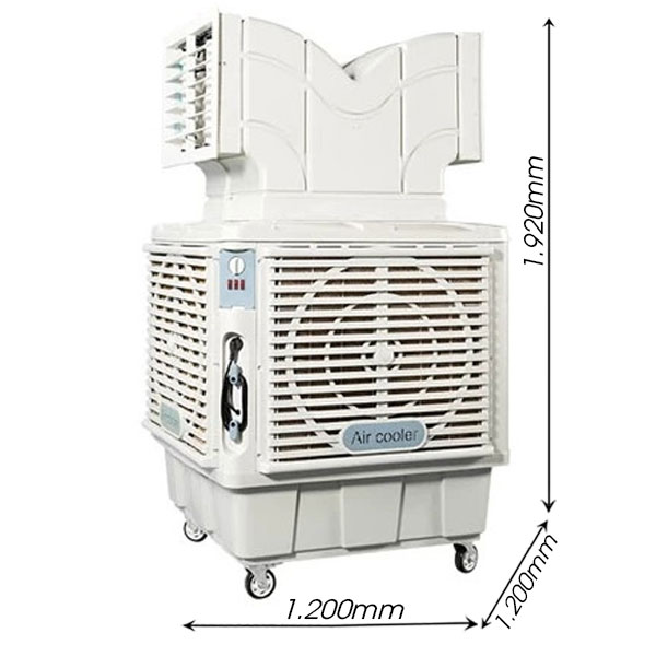 Máy làm mát công nghiệp di động 23000 (2 đầu thổi) 12 Kích thước Máy làm mát công nghiệp di động 23000 (2 đầu thổi) 1900x1200x1200mm