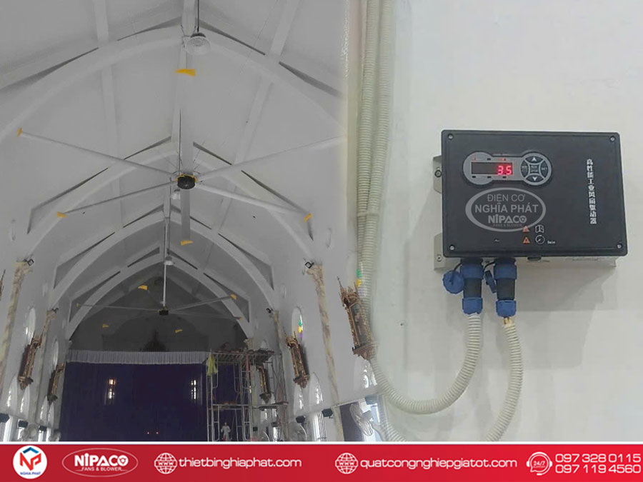 Lắp đặt quạt trần công nghiệp 5.2m cho nhà thờ Thái Bình 5 Lắp đặt quạt trần công nghiệp 5.2m cho nhà thờ tại Thái Bình