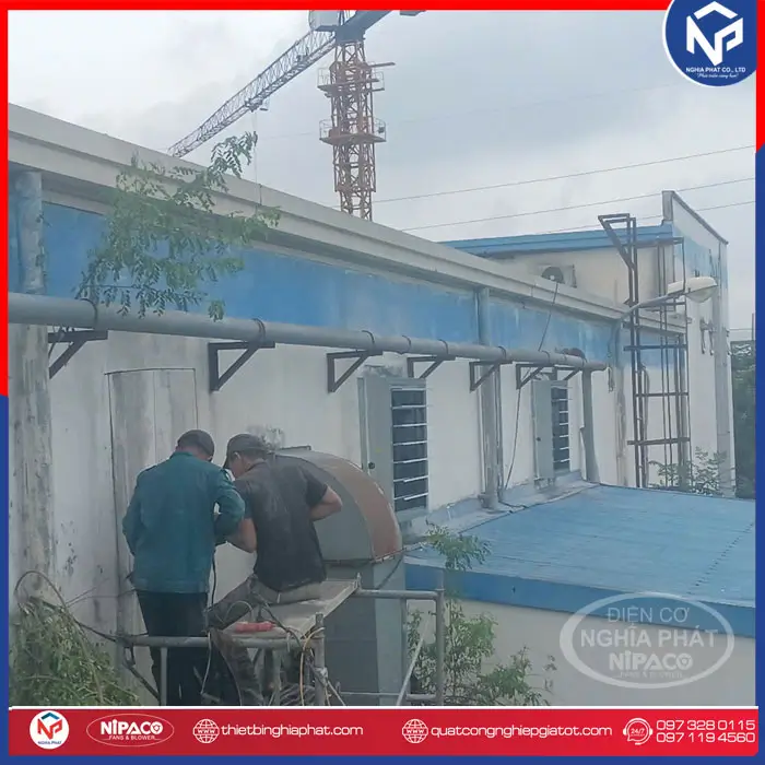 Lắp đặt quạt thông gió vuông 1000x1000 Nhà xưởng tại Ninh Bình 8 Lắp đặt Quạt thông gió vuông 1000x1000mm