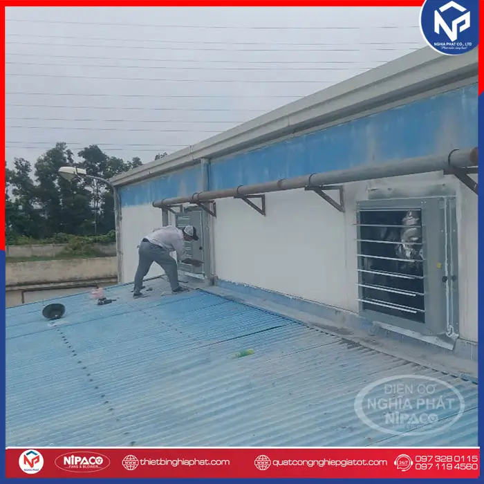 Lắp đặt quạt thông gió vuông 1000x1000 Nhà xưởng tại Ninh Bình 9 Lắp đặt Quạt thông gió vuông 1000x1000mm