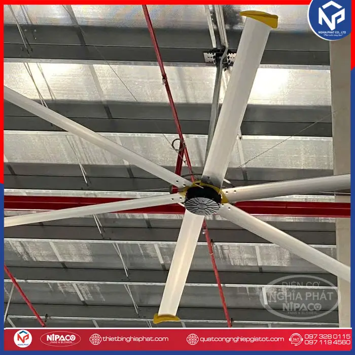 Lắp đặt Quạt trần công nghiệp Động cơ DC Nhà xưởng tại Vĩnh Phúc 8 Lắp đặt Quạt trần công nghiệp động cơ DC 5.2m