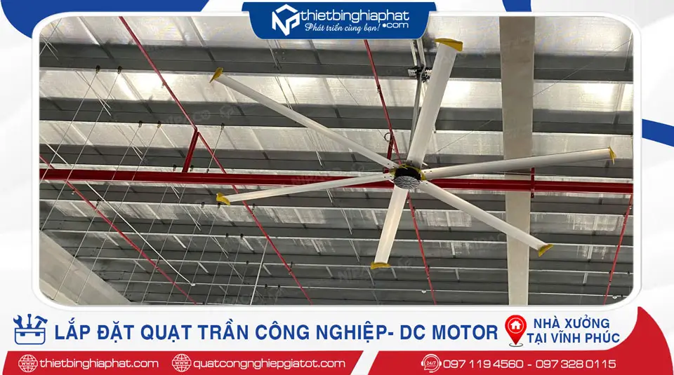 Lắp đặt Quạt trần công nghiệp Động cơ DC Nhà xưởng tại Vĩnh Phúc 6 Lắp đặt Quạt trần công nghiệp Động cơ DC Nhà xưởng tại Vĩnh Phúc