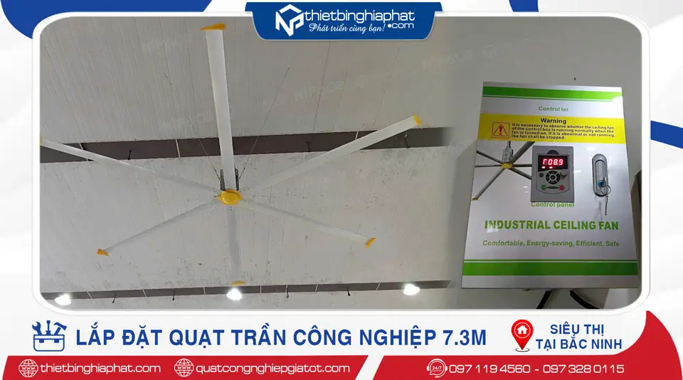 Lắp đặt quạt trần công nghiệp 7.3m cho Siêu thị tại Bắc Ninh 5 Lắp đặt Quạt trần công nghiệp 7.3m siêu thị tại Bắc Ninh