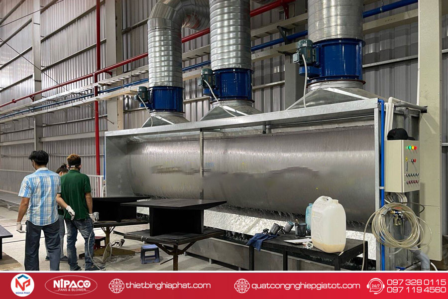 Quạt công nghiệp hướng trục gián tiếp D600 2.2KW - 3HP 16 Quạt hướng trục gián tiếp hút bụi buồng sơn màng nước