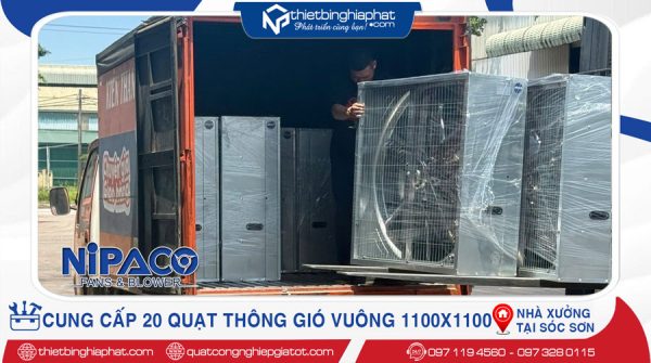 Cung cấp 20 Quạt thông gió vuông 1100x1100 tại Sóc Sơn Hà Nội