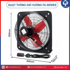 Quạt thông gió vuông 500x500 FA-40 Nipaco 2 mặt lưới